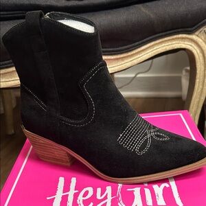 Hey Girl by Corkys Black Faux Suede Ankle Boots